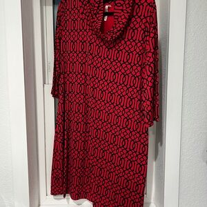 Lulu-B Red and Black Geometric Dress